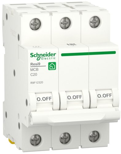 Выключатель автоматический Schneider Electric Resi9 3п 20A C 6кА  картинка